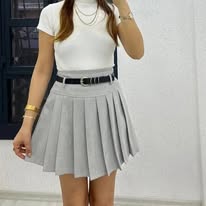 Kemerlı sort etek Light Gray