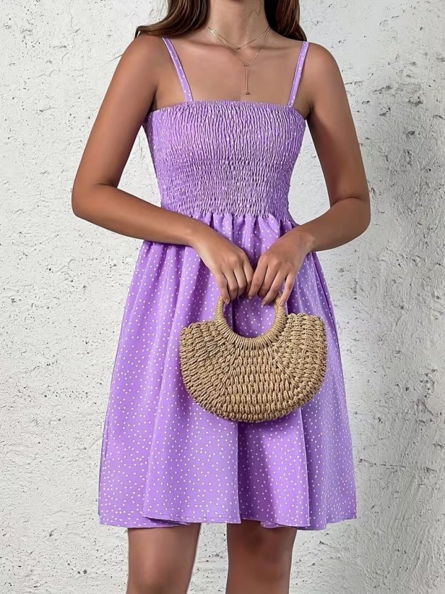 Nev model knotted heart neck linen dress purple color