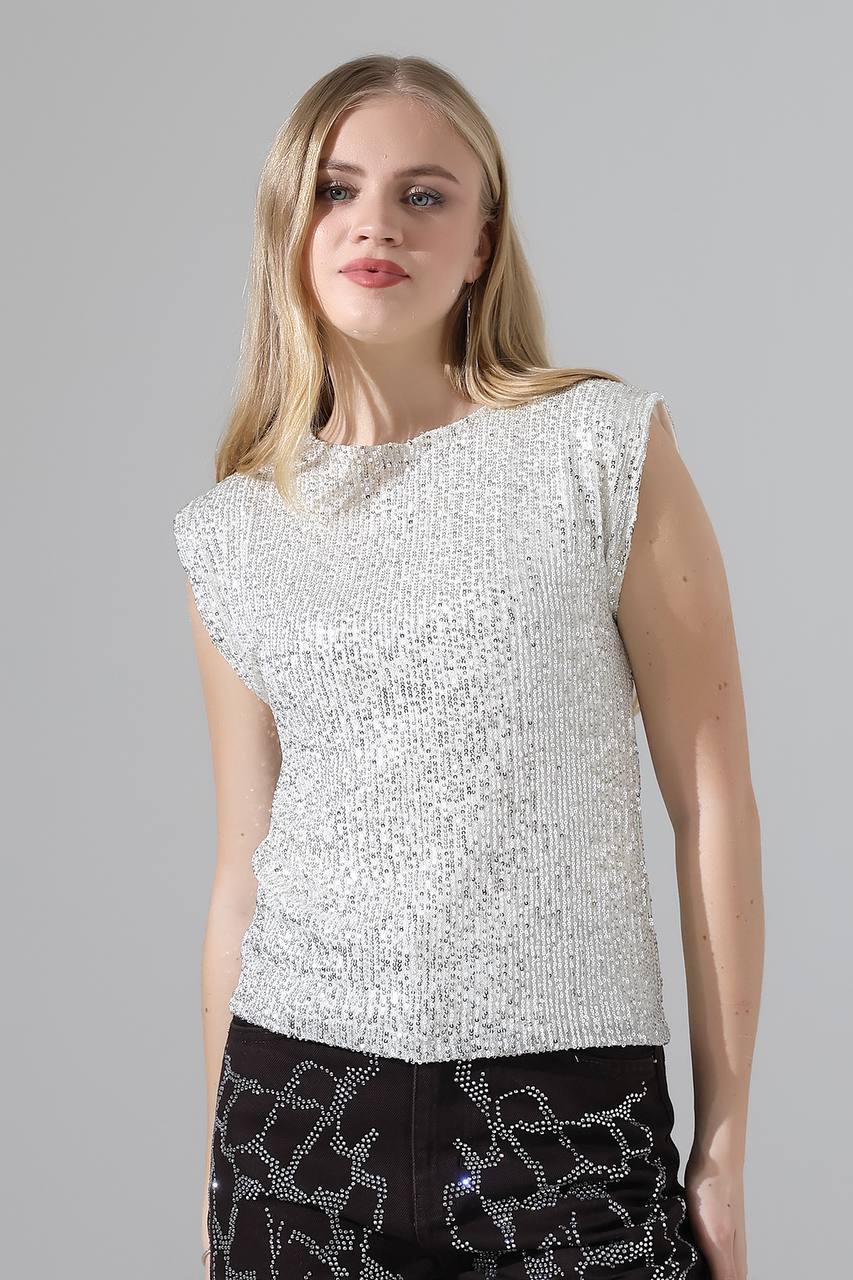 sequin blouse with lining inside grey
