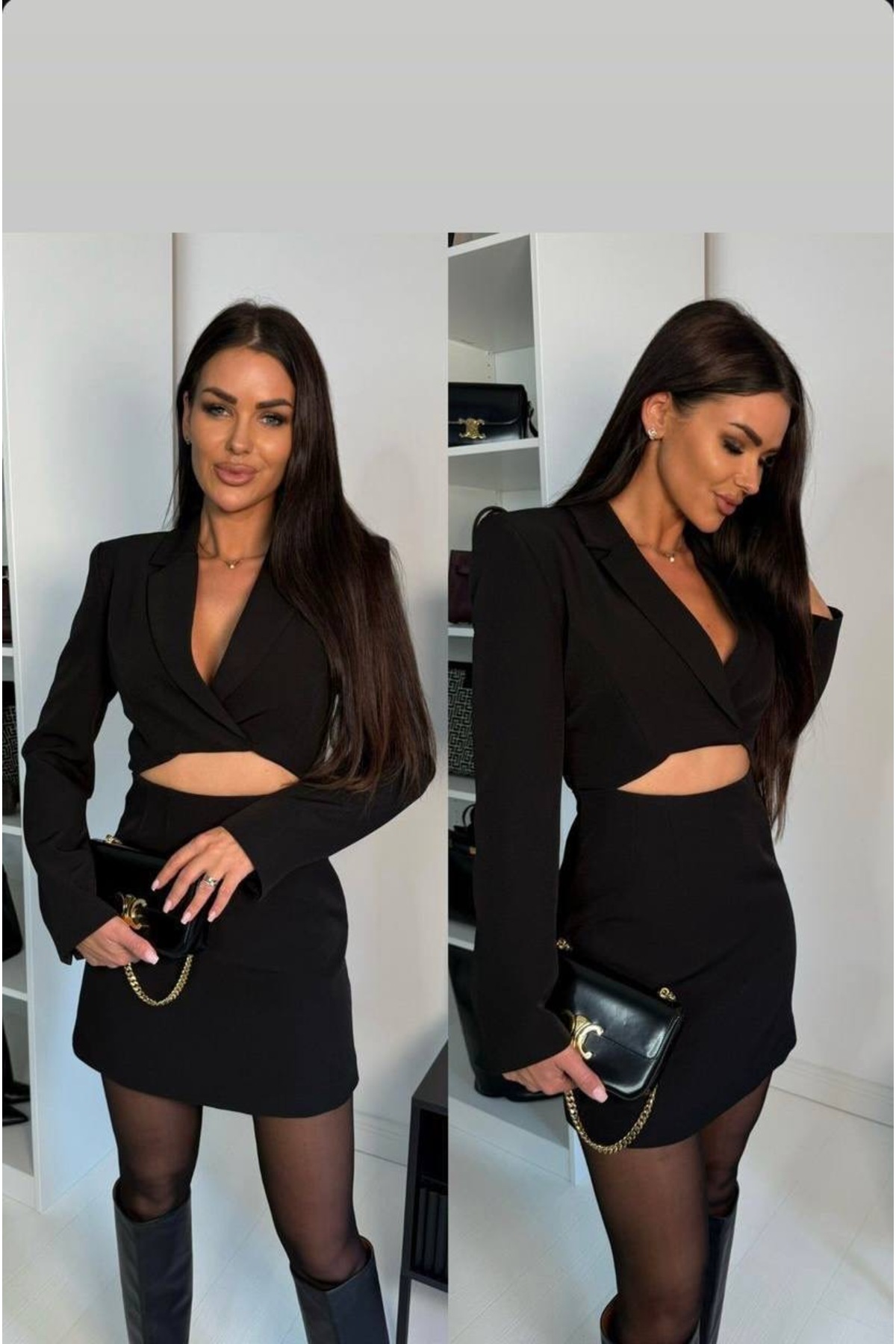 طقم بليزر قصير (كروب بليزر) أسود