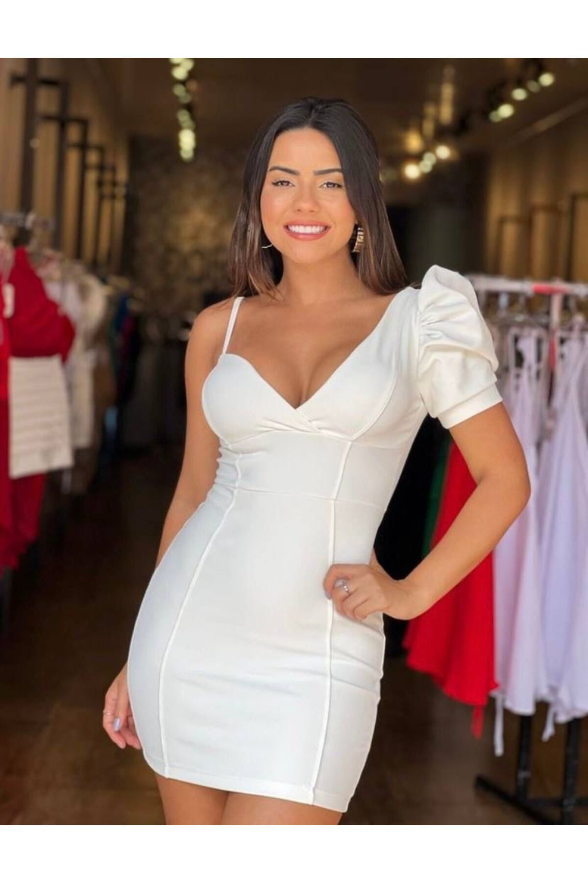 فستان حفلات قصير (ميني) أبيض