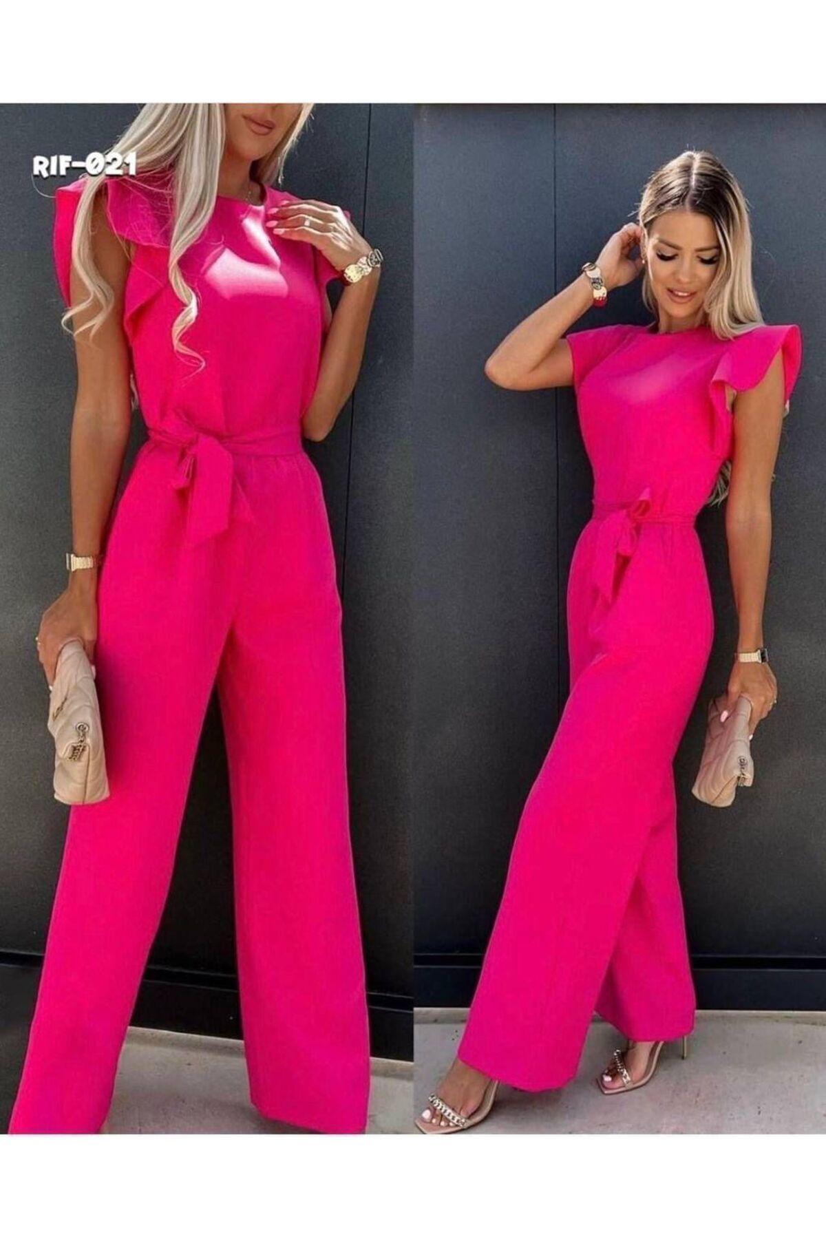 جمبسوت/فستان من قماش دوبل مستورد - موسم جديد فوشيا